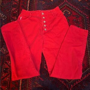 BONGO Red High-Waisted Button Fly Jeans